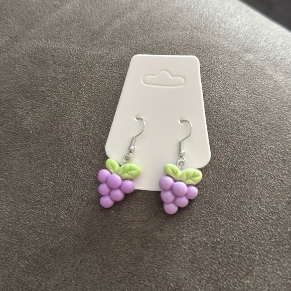 Jewelry - 🛍️BUNDLE 3 for $17 Handmade cute earrings kawaii food animal - GRAPES 🍇